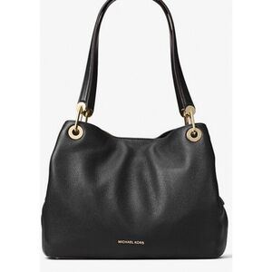 Michael Kors Raven Large Shoulder Tote - Black with Gold Accents